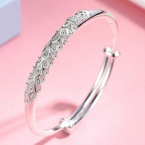 https://www.thebeautyreel.com Find many great new & used options and get the best deals for 925 Silver Peacock Cuff Charm Bracelet Adjustable Bangle Women Party Jewelry at the best online prices at eBay! Free delivery for many products! Silver Bracelet Designs, Ladies Bangles, Lucky Jewelry, Silver Bracelets For Women, Adjustable Jewelry, Wedding Accessories Jewelry, Peacock Design, Christmas Gift Jewelry, Silver Bangle Bracelets