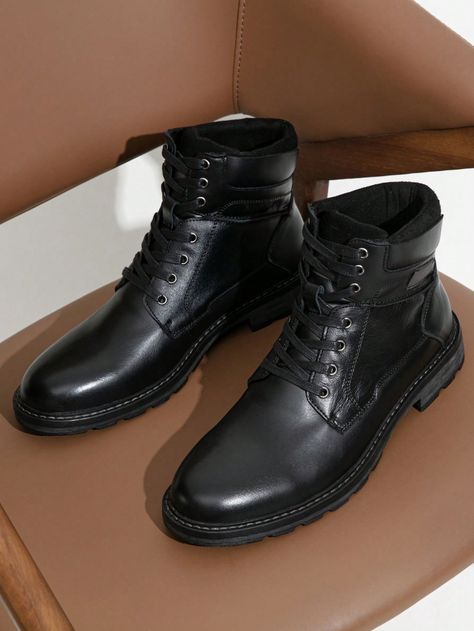 AMY8182-black  Collar    Combat Boots Embellished   Men Shoes Mens Casual Boots, Men's Dress Boots, Casual Leather Boots, Leather Boots For Men, Men's Leather Boots, Combat Boots Men, Mens Dress Boots, Man Dressing Style, Short Leather Boots