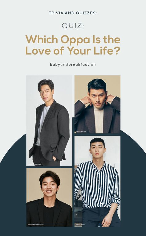 QUIZ: Which Oppa Is the Love of Your Life | https://babyandbreakfast.ph/2020/05/12/who-is-your-oppa-quiz/ Guess The Kdrama Quiz, Korean Quiz, Perfect Boyfriend List, Kdrama Quiz, Boyfriend Test, Boyfriend Quiz, Celebrity Quiz, Interesting Quizzes, Quizzes For Fun