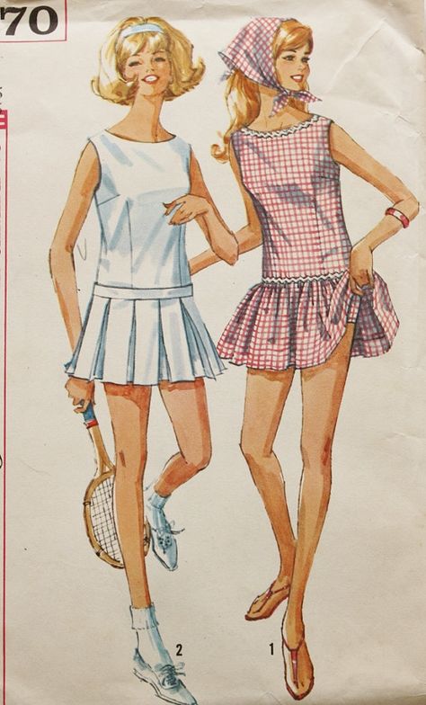 1960s vintage tennis dresses are the best.                                                                                                  www.30Fifteen.co.uk 30Fifteen | Tennis | Fitness | Health Tennis Dress Pattern, Scarf Sewing Pattern, Tennis Wear, Patron Vintage, Short Scarves, Vintage Tennis, Vintage Dress Patterns, Tennis Fashion, Dress Shorts