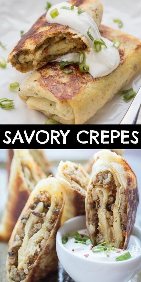 Crepes Ideas, Savory Crepes Filling, Dinner Crepes, French Recipes Authentic, Crepe Recipe Savory, Best Crepe Recipe, Mushroom Filling, Stuffed Crepes, Sweet Crepes Recipe