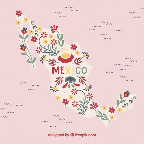 Mexico Art Print, Mexico Map Aesthetic, Mexico Drawing, Map Of Mexico, Maps Aesthetic, Mexico Country, Mexico Map, Travel Journal Scrapbook, Mexico Design