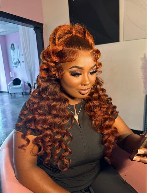 Ginger Frontal Wig, Ginger Frontal, Black Hair Updo Hairstyles, Weave Ponytail Hairstyles, Sleek Ponytail Hairstyles, Frontal Wig Hairstyles, Birthday Hairstyles, Black Ponytail Hairstyles, Ponytail Wig