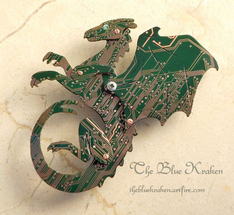 Pcb Art, Waste Art, Metal Ideas, Steampunk Tendencies, Board Art, Steampunk Art, Dragon Drawing, Recycled Art, Electronic Art