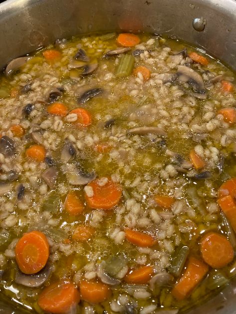 Very Easy Mushroom Barley Soup Recipe | Allrecipes Mushroom And Barley Soup, Mushroom Barley Soup Recipe, Soup Mushroom, Soup With Carrots, Soup Comfort, Barley Soup Recipe, Mushroom Barley, Soup Recipe Easy, Mushroom Barley Soup