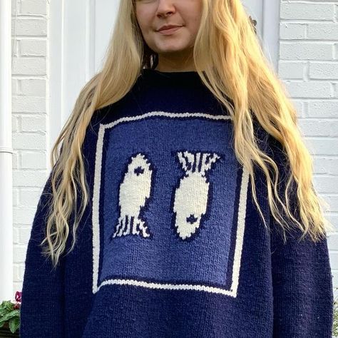 December 15, 2022 - 5,811 likes, 6 comments - Eleanor (@eleanor_rose_knitwear) on Instagram: "SOLD 💫 Vintage fish jumper! 🐟 Hand knitted wool jumper, with two fish on the front & back...." First Come First Serve, Two Fish, Wool Jumper, Chunky Wool, Mode Ootd, Story Highlights, Mode Inspiration, Knitting Inspiration, Dream Clothes