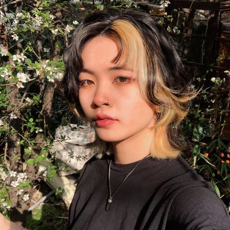 @chikaural on instagram / wolf cut inspired and korean haircut inspired Korean Layered Hair, Layered Hair Blonde, Hair Streaks Blonde, Aesthetic Haircuts, Haircut Inspired, Shot Hair, Korean Haircut, Androgynous Hair, Wolf Haircut