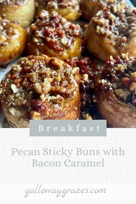 Sticky Bun Recipe, Puff Pastry Bacon, Recipes Using Puff Pastry, Trisha Yearwood Recipes, Sticky Bun, Half Baked Harvest Recipes, Sticky Buns Recipes, Pecan Sticky Buns, Caramelized Bacon