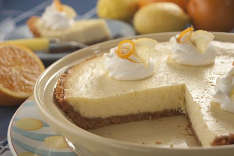 This easy crust cheesecake will make you a baking maven in no time! Rich and creamy, and kissed with a citrusy taste of Florida sunshine - it's a no-fuss fancy idea that they won't be able to wait to indulge in. Butterscotch Cheesecake Recipe, Butterscotch Cheesecake, Butterscotch Desserts, Lemon Icebox Pie, Coconut Dessert, Icebox Pie, Gateaux Cake, Healthy Dessert, Cheese Recipes