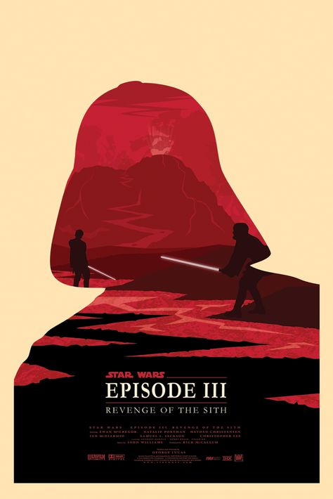 Star Wars Episode 3 by ~Zenithuk on deviantART #starwars #poster Star Wars Logos, Olly Moss, Star Wars Illustration, Revenge Of The Sith, Star Wars Watch, The Sith, Cuadros Star Wars, The Jungle Book, Plakat Design