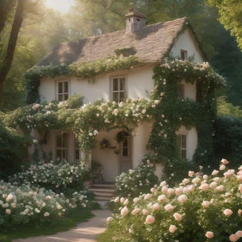 Sims Cottage, Fairy School, Cottagecore House, Cottage Core House, Fairytale House, Aesthetic Cottage, Building Aesthetic, Cottage Aesthetic, Cute Cottage