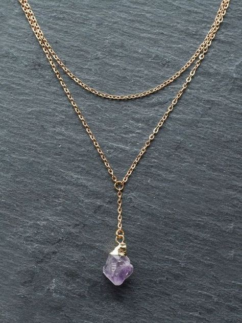 Crystal Necklace Aesthetic, Grandmother Jewelry, Necklace Aesthetic, Inexpensive Jewelry, Amethyst Crystal Necklace, Semi Precious Gems, Silver Jewelry Necklace, Jewelry Tags, Popular Jewelry