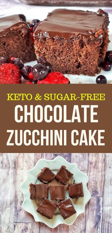 This chocolate zucchini cake is the best keto, low carb, sugar-free and gluten-free recipe ever. Chocolate zucchini cake is moist and tastes amazing. Courgette Cake, Dolce Poche Calorie, Cake Brownie, Dessert Oreo, Chocolate Zucchini Cake, Desserts Keto, Postre Keto, Low Carb Appetizers, Fat Bomb Recipe