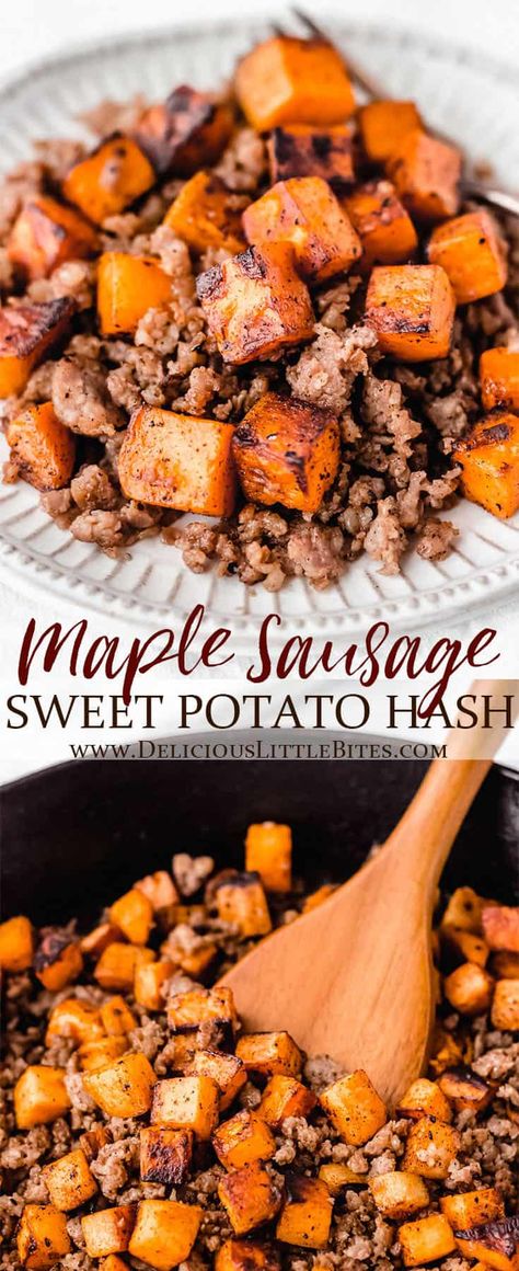 Recipes With Maple Sausage, Sausage Sweet Potato Recipes, Sausage Sweet Potato, Maple Sausage, Sweet Potato Dinner, Breakfast Sausage Recipes, Savory Recipe, Hash Recipe, Potato Hash