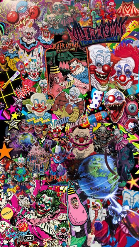 Rainbow, clowns, KKFOS, colorful, bright, horror. Killer Klowns From Outer Space Pfp, Killer Clowns From Outer Space Decor, Killer Klowns From Outer Space Aesthetic, Killer Clown From Outer Space, Outer Space Drawing, Retro Movies, Outer Space Wallpaper, Hippie Bedroom Decor, Killer Klowns From Outer Space