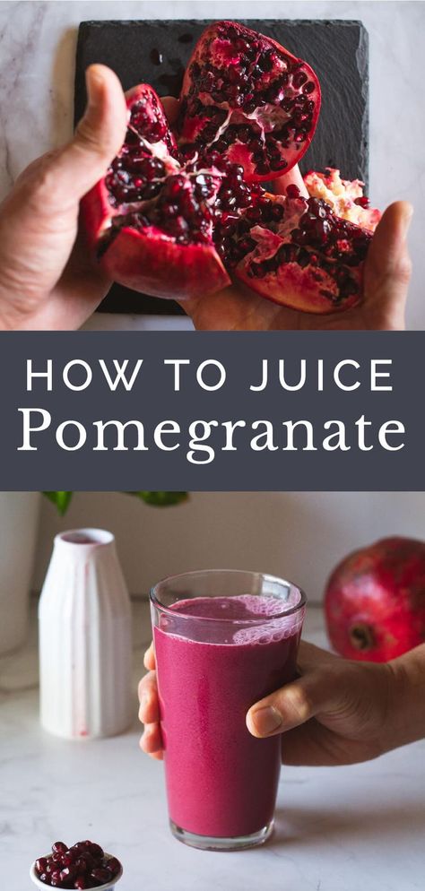 How to Juice Pomegranate plus 10 amazing health benefits Pomegranate Recipes Healthy, Health Benefits Of Pomegranate, Post Workout Smoothie Recipes, Vegan Drinks Healthy, Pomegranate Recipe, Pomegranate Benefits, Pomegranate Drinks, Pomegranate Recipes, Detox Juice Recipes