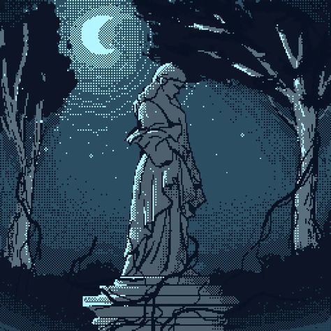 Pixelart statue dither night moon angel Pixel Art, The Moon, Nintendo, Gaming, Moon, Statue, Beads, Instagram, Art