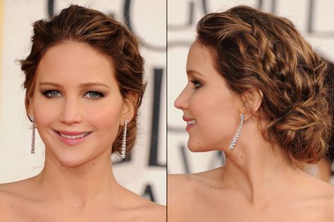 Modern Updo, Wedding Updo, Wedding Hair And Makeup, Jennifer Lawrence, Front View, Vintage Hairstyles, Hair Dos, Messy Hairstyles, About Hair