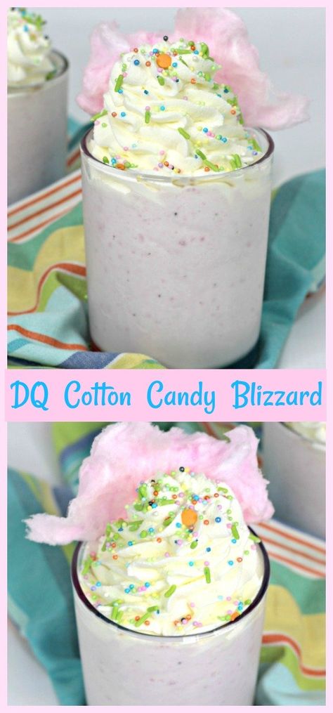 Copycat DQ Cotton Candy Blizzard Recipe Cotton Candy Blizzard, Thick Milkshake, Blizzard Recipe, Cotton Candy Recipe, Cotton Candy Flavoring, Candy Drinks, Ice Cream Candy, Dairy Queen, Soft Serve Ice Cream