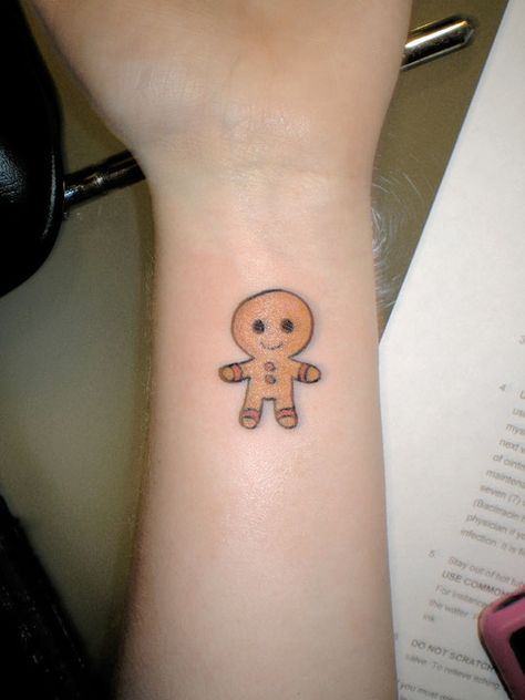 i want this tat Gingerbread Man Tattoo, Gingerbread Tattoo, Ginger Tattoo, Holiday Tattoos, Man Tattoo Ideas, Man Tattoo, Emperors New Groove, Tattoo Meaning, Tattoos With Meaning