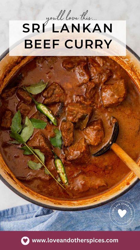 Coconut Beef Curry, Sri Lankan Curry, Beef Curry Recipe, Whole Spices, Sri Lankan Recipes, Beef Curry, Marinated Beef, Curry Dishes, Tender Beef