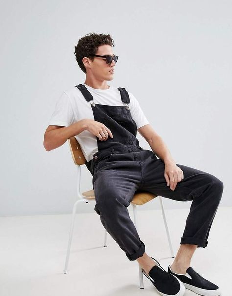 Dr Denim Loose Overalls Overalls Men Fashion, Men In Overalls, Loose Overalls, Mens Fashion Denim, Denim Street Style, White Jeans Men, Mode Grunge, Overalls Men, Overalls Outfit