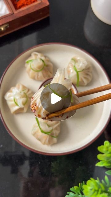 Neha 🥢 Food blogger on Instagram: "15 min veggie dumpling 🥟 100% gluten free!  Vegan, healthy and easy to make✨  Making dumplings at home has never been easier. Agar apne ek bar ye try kia to I am sure you’re going to love it.. (be prepared to make a second batch soon)🙌  Detail recipe with chilli garlic dipping sauce is now live on YouTube channel and the link is in bio!  Or comment “Recipe” and I will DM you the recipe link! . . . #veggiedumplings #dumplings #dimsums   (Veggie dumplings, healthy dimsums, Rice paper dumplings, monsoon recipe, dumplings, dim sum, vegetarian recipe, vegan)" Vegetarian Dim Sum Recipes, Rice Paper Dumplings Vegetarian, Dumplings Recipe Vegetarian, Vegan Dumplings Recipe, Veggie Dumplings Recipe, Healthy Dumplings, Dimsum Recipes, Recipe Dumplings, Dumplings Vegetarian