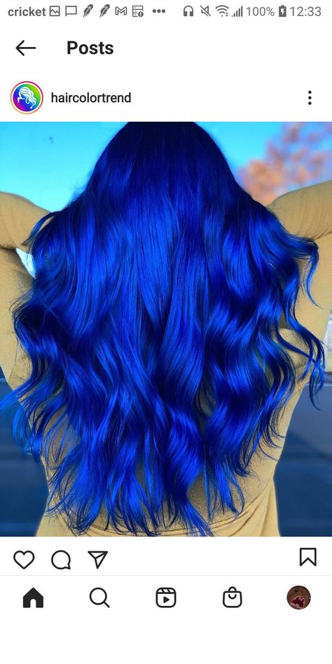 Blue And Brown Hair, Electric Blue Hair, Bright Blue Hair, Dye Inspiration, Royal Blue Hair, Peach Hair Colors, Unicorn Hair Color, Hairstyles Diy, Blue Ombre Hair