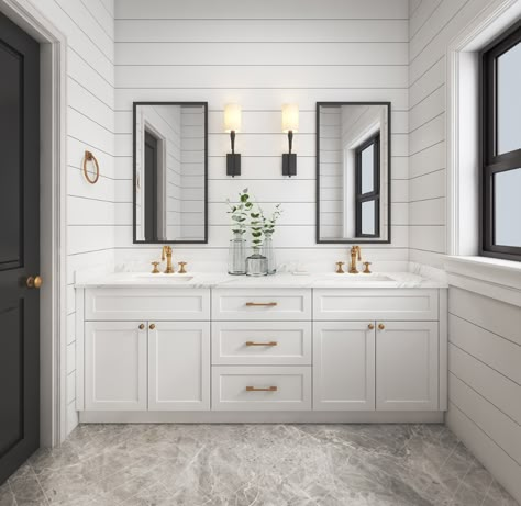 Shaker Style Bathroom Vanity - Prodeco Customized Kitchen Cabinet,Wardrobes And Bathroom Vanity. Shaker Style Bathroom, Black Bathroom Light Fixtures, Bathroom Vanity Style, Black Bathroom Light, Bad Inspiration, Bathroom Mirror Cabinet, White Vanity Bathroom, Style Bathroom, Mirror Wall Bathroom