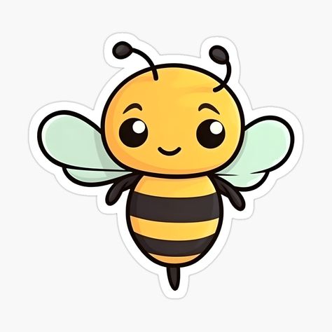 Bumble Bee Design, Bumblebee Character Design, Kawaii Bumble Bee, Cute Bees Drawings, Cartoon Bees Cute, Bee Illustration Cute, Bee Drawing Cartoon, Bee Stickers Aesthetic, Cute Honey Bee Drawing