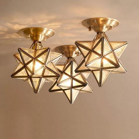 This diamond/star bedroom ceiling light flush mount traditional transparent glass 1-light brass flushmount lighting will make the perfect addition to any bedroom, living room, den or hallway. This stylish light fixture features a classic Colonial style with intricate detailing, that will instantly upgrade the look of any space with its presence. It has a lasting appeal due to its simple and elegant construction that is made out of durable material. It’s available in two sizes, 5 to 9 inches and Brass Flush Mount Light, Ceiling Light Flush Mount, Star Bedroom, Star Lights On Ceiling, Brass Ceiling Light, Star Ceiling, Brass Light, Kitchen Ceiling Lights, Bathroom Outdoor