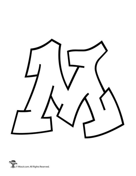 Letter M In Different Fonts, M In Graffiti, Letras Bomb, Easy Graffiti Letters, Graffiti Letter M, M Letter Design, M Drawing, Bubble Letters Alphabet, Alphabet Graffiti