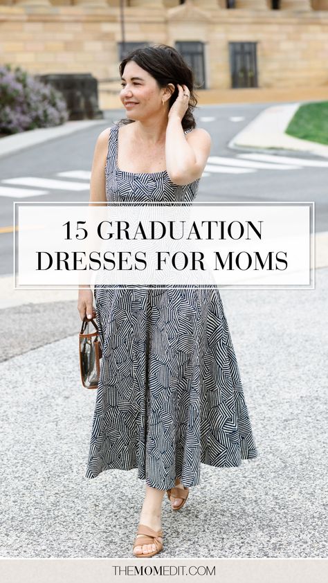 What to wear to a graduation, mother of a grad dress, graduation dresses for moms | #TheMomEditStyle #SummerDresses #GraduationDresses #DressesForMoms #MomStyle Mother Of The Graduate Dress, Mom Graduation Dress, Graduation Outfit For Mom Classy, Graduation Outfit Ideas Mom, College Graduation Outfit Ideas For Moms, What To Wear To Graduation Ceremony, Graduation Mom Outfit Ideas, Mom Graduation Outfit, Graduation Dress For Mom