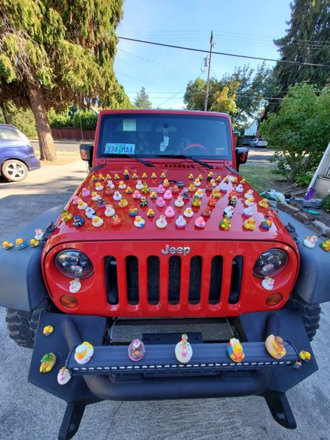 Spread the word and duck jeeps #duckduckjeep Duck For Jeep, Rubber Ducky Tattoo Ideas, Jeep Wrangler Duck, Rubber Ducks For Jeeps, Jeep Ducking Ideas, Jeep Ducks On Dash, Ducked Jeep, Jeep Decor, Jeep Ducks