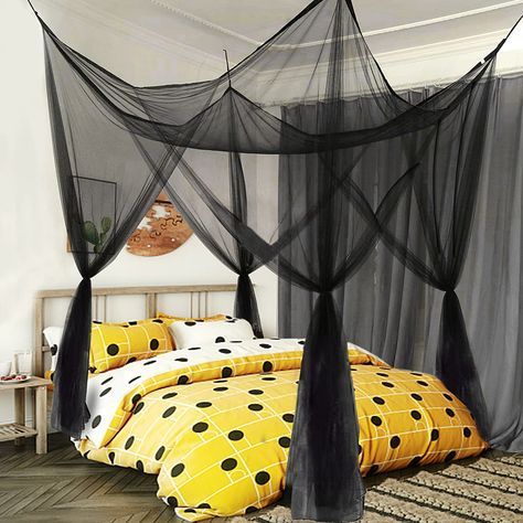 Mesh Bed Canopy, Full Size Canopy Bed, Bed Canopy With Lights, Black Canopy Bed, Bed Tents, Queen Canopy Bed, Bed Drapes, Bed Frame Queen, Canopy Bed Frame