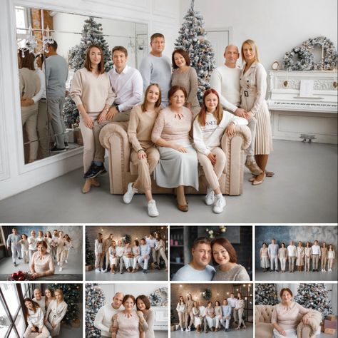 Family Christmas Pictures Large Group, Large Indoor Family Photoshoot, Family Christmas Pictures 6 People, Indoor Family Photos Large Group, Large Family Photo Poses Indoor, Big Family Indoor Photoshoot, Group Christmas Photo Ideas, Indoor Family Photos Christmas, Large Family Photos Indoor