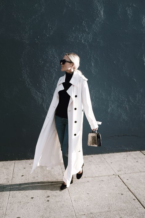 Damsel in Dior | Spring Showers White Trench Coat Outfit, Trench Outfit, Jacey Duprie, New Fashion Clothes, Damsel In Dior, Raincoat Outfit, White Trench Coat, Spring Showers, Trench Coat Outfit