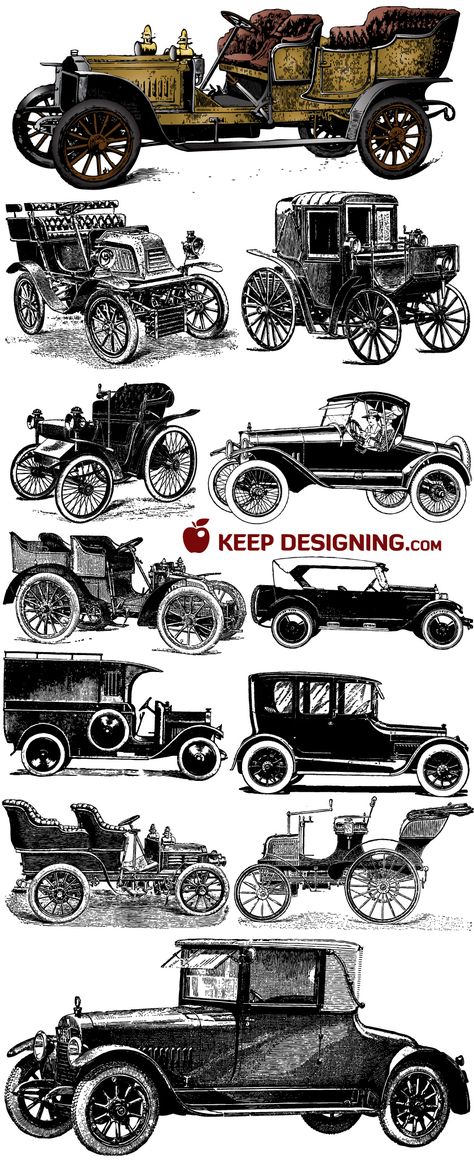 Auto Illustration, Types Of Cars, Retro Bus, Carros Vintage, Old Vintage Cars, Foto Transfer, Auto Retro, Car Vector, Car Illustration