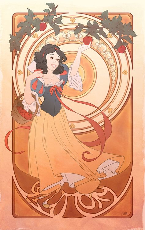 Seven Deadly Sins. Disney Princess + art nouveau = yes. Art Nouveau Disney, Fan Art Disney, Sette Nani, Disney Illustration, 7 Sins, Animation Disney, Images Disney, Karakter Disney, Deviant Art