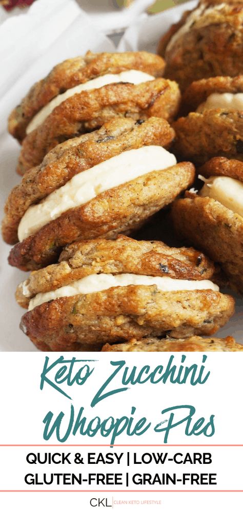 Clean Keto Recipe | Keto Zucchini Bread Whoopie Pies Low Carb Meals No Cheese, Keto Zucchini Bread, Keto Brood, Dolce Poche Calorie, Keto Zucchini, Clean Keto, Food Keto, Postre Keto, Whoopie Pie