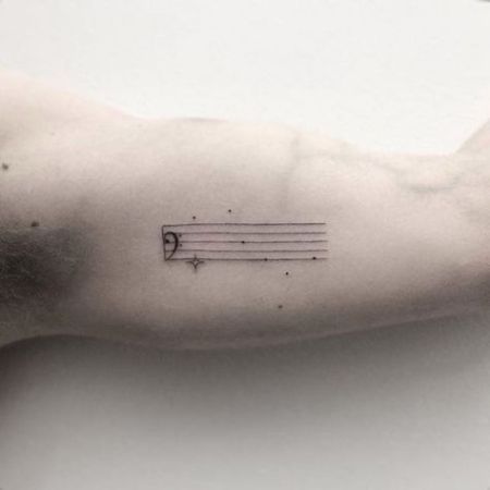 Tattoos Constellation, Music Staff Tattoo, A Star Tattoo, Small Music Tattoos, Rib Tattoos Words, Piano Tattoo, Arm Quote Tattoos, Quote Tattoos Girls, Music Notes Tattoo