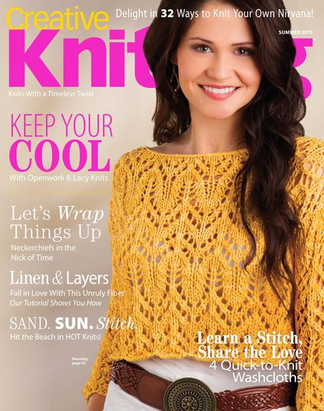 Knitted Washcloths, Creative Knitting, Linen Layers, Crochet Magazine, Knitting Magazine, Knitting Books, Summer 2015, Free Knitting, Knit Patterns