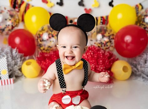 Cake Smash Photos Mickey Mouse, Mickey Mouse Photoshoot 1st Birthdays, Mickey Mouse Cake Smash Photography, Mickey Mouse Theme Photoshoot, Mickey Cake Smash, Mickey Mouse Smash Cake First Birthdays, Mickey Mouse Smash Cake Photoshoot, Mickey Mouse 1st Birthday Photo Shoot, Mickey Mouse Photo Shoot Ideas