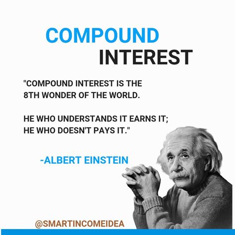 Compound interest is the 8th wonder of the world. #financialknowledge #financialliteracy Compound Interest Investments, Online Money Making Ideas, Growing Money, Improve Brain Power, Junior Achievement, Business Books Worth Reading, Business Strategy Management, Online Money Making, Financial Quotes