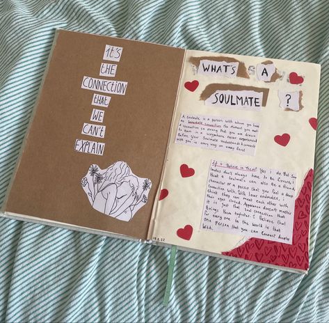 Journal For Girlfriend Gift Ideas, Scrapbook Journal Ideas Creative Love, Love Page Journal, What Is A Soulmate Journal Page, What's A Soulmate Journal, Crush Page Journal, Cute Scrapbook Ideas For Boyfriend Creative, Long Distance Scrapbook Ideas, Scrapbook For Bf Page Ideas