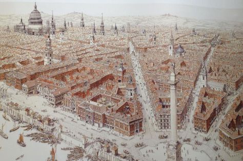 Architecture Baroque, Great Fire Of London, City Layout, The Great Fire, City Drawing, City Of London, Architectural Drawing, Classical Architecture, Architecture Old