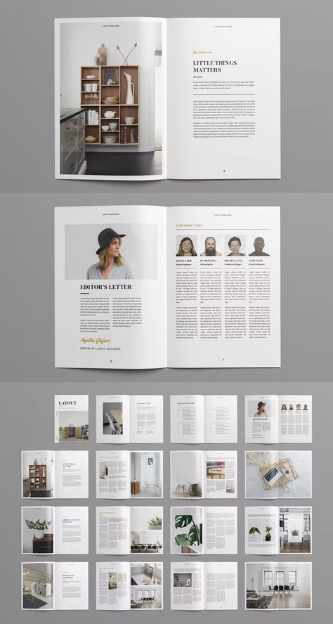 Clean Magazine Template InDesign INDD. 32 pages. 2 sizes: A4 & US letter. Editors Letter, Layout Magazine, Letter To The Editor, Cool Magazine, Magazine Layout, Magazine Template, Corporate Design, Magazine Design, Page Design