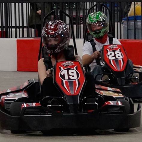 Race Track Couple Pictures, Go Kart Couple, Go Carting Aesthetic, Go Kart Date, Go Karting Aesthetic, Karting Aesthetic, Noah Slade, Indoor Go Kart Racing, Maya Alatorre