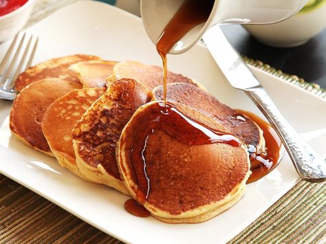 Fluffy Buttermilk Pancake Recipe, Fluffy Buttermilk Pancakes, Brunch Foods, Light And Fluffy Pancakes, Honey Jam, Fluffy Pancake Recipe, Buttermilk Pancakes Fluffy, Quick Baking, Pancake Recipe Buttermilk