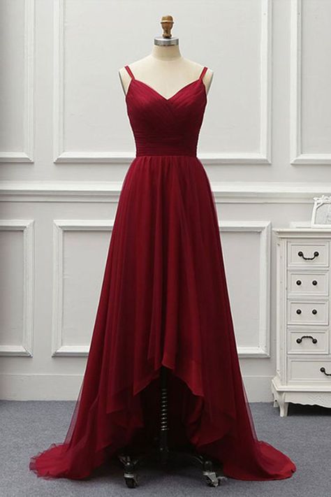 High Low Party Dresses, High Low Evening Dresses, Burgundy Formal Dress, High Low Prom Dress, Burgundy Evening Dress, Prom Dress With Train, High Low Prom Dresses, Pageant Dress, Red High